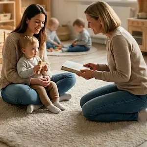 Eingewöhnungsphase - Mutter begleitet Kind
